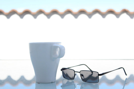 Coffee Mug Outdoors with Modern Glasses