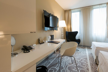 Interior of a luxury hotel bedroom