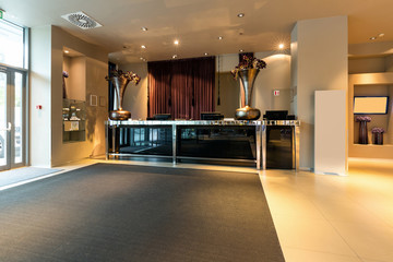 Reception desk in luxury hotel