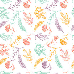 herbal sketch, detox. Seamless pattern colorful design