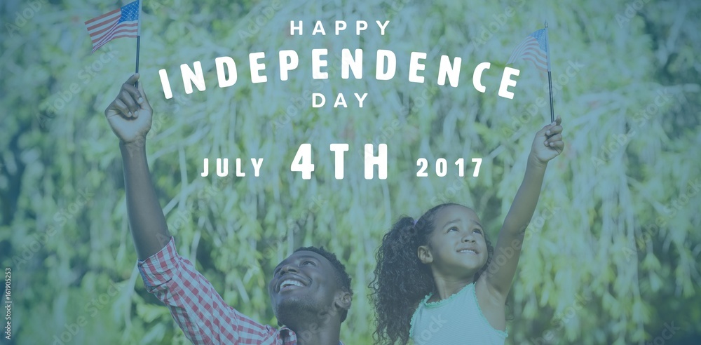 Poster composite image of happy 4th of july text on white background