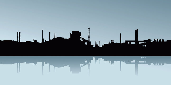 Silhouette of industrial buildings.