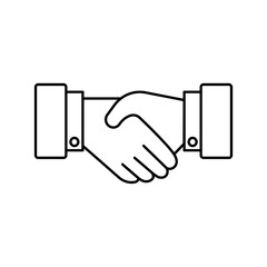 Handshake line icon. Partnership and agreement outline symbol. Isolated vector lined illustration for web or app design.