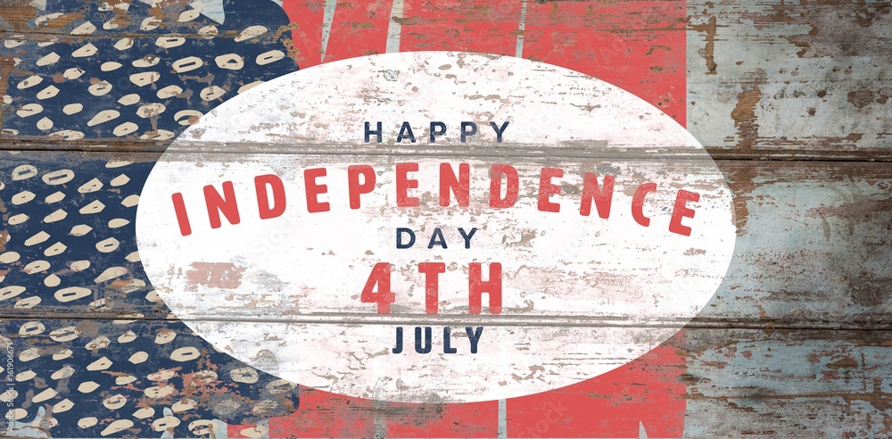 Poster composite image of happy 4th of july text on white background