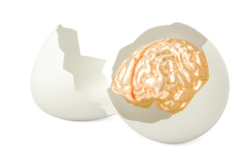 Golden Brain inside egg, 3D rendering