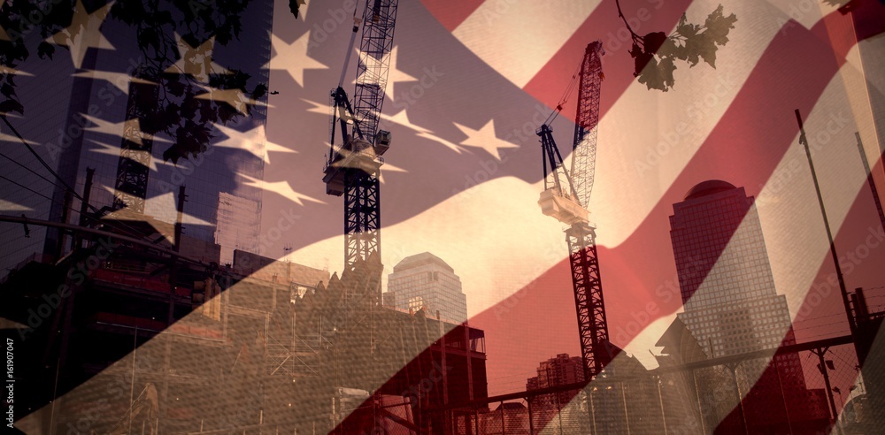 Poster composite image of close up of the us flag