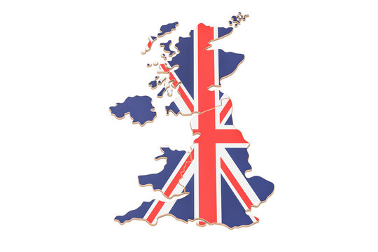 United Kingdom map closeup, 3D rendering