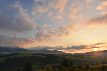 Fototapeta na wymiar Mountain landscape at sunset