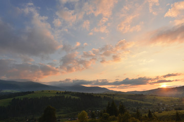 Mountain landscape at sunset