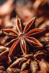 Background of Star Anise Fruits and Seeds.