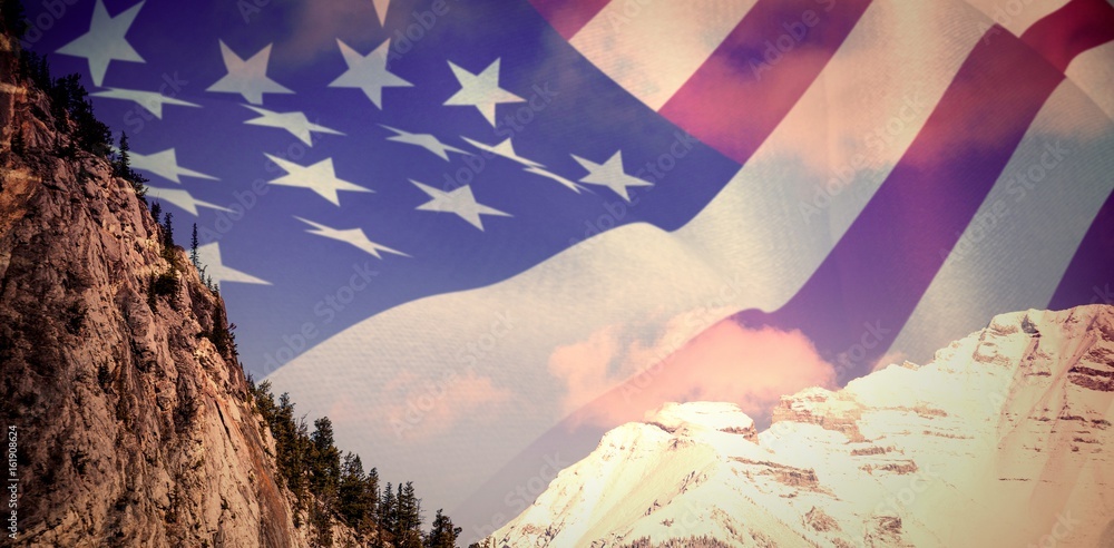 Poster composite image of close up of the us flag
