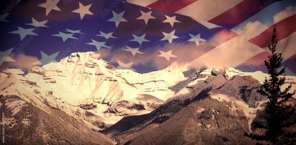 Poster composite image of close up of the us flag