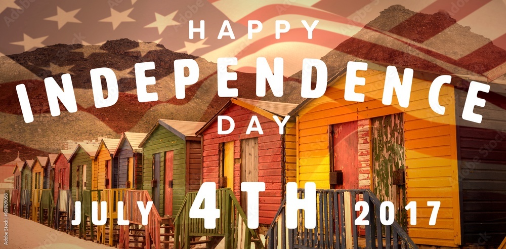Poster composite image of happy 4th of july text on white background