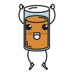 orange juice glass kawaii character vector illustration design