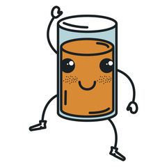 orange juice glass kawaii character vector illustration design