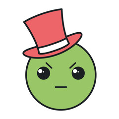 angry emoticon with hat kawaii character icon vector illustration design