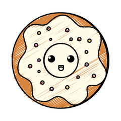 delicious sweet donut kawaii character vector illustration design