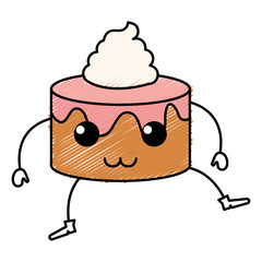 sweet cake kawaii character vector illustration design