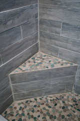 Bathroom Walk In Tile Shower Seat with Stone Aggregate Seat
