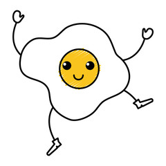 egg fried kawaii character vector illustration design