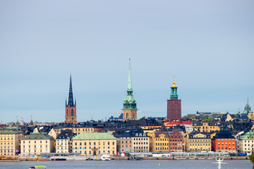 Fototapeta na wymiar The Stockholm Old Town(Gamla Stan) seen from the fjord. Stockholm is the capital of Sweden.