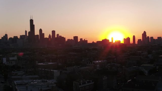 Chicago Drone Sunrise 4k Aerial