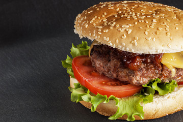 Hamburger on a blackboard