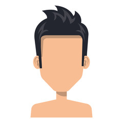 young man shirtless avatar character vector illustration design