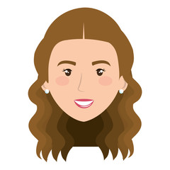 beautiful and young woman head character vector illustration design