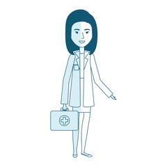 Professional woman of health with medical kit vector illustration design