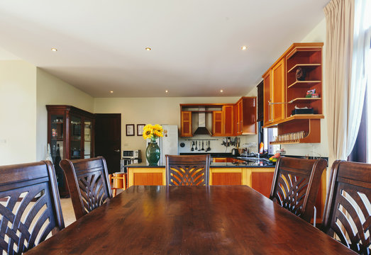 Wooden kitchen Luxury Villa interior
