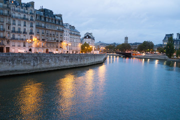 View of the Seine and Paris at Twilight