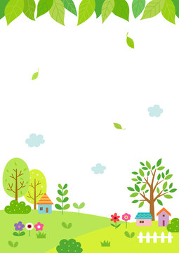 Natural landscape with green leaves background