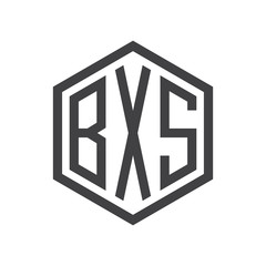 three-letter initials hexagon logo black