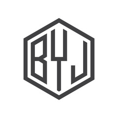 three-letter initials hexagon logo black