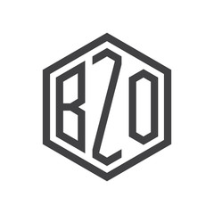 three-letter initials hexagon logo black