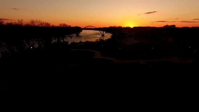 Edmund Pettus Bridge | Selma, Alabama - Aerial Drone (Evening Orange Sunset)