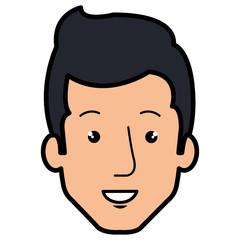 young man head avatar character vector illustration design