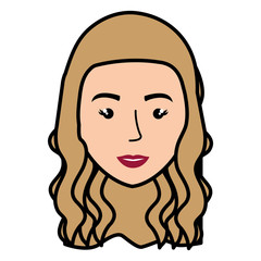beautiful and young woman head character vector illustration design