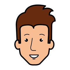 young man head avatar character vector illustration design