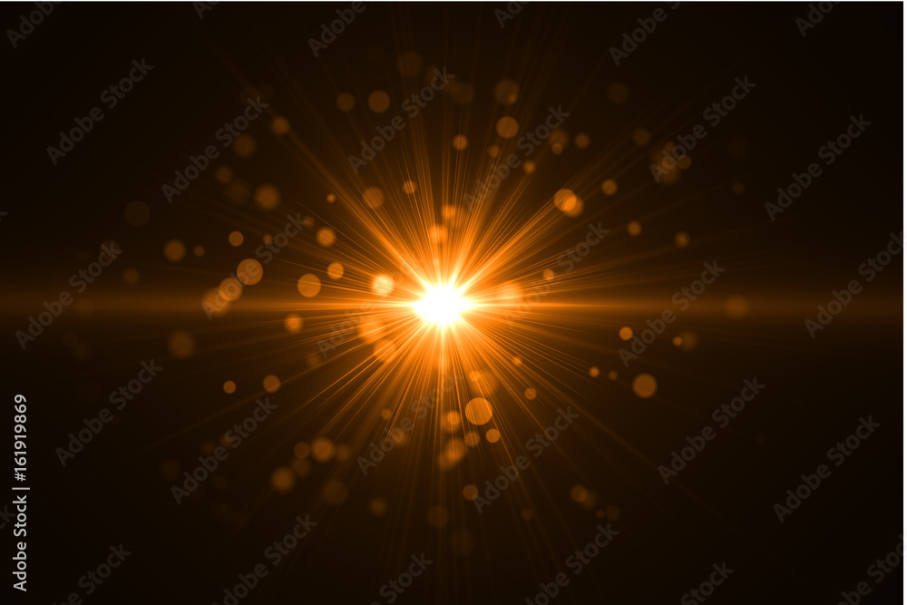 Canvas Prints lens flare light over black background. easy to add overlay or screen filter over photos