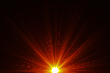 Lens Flare light over black background. Easy to add overlay or screen filter over photos