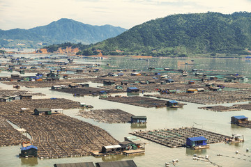 Seafood fish farming,Fishery on sea, Fujiang, China.