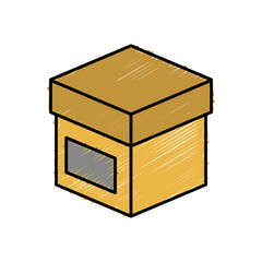 carton box icon over white background colorful design vector illustration