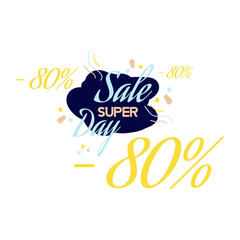 Color lettering for special sale offer sign, up to 80% off. Flat vector illustration EPS 10