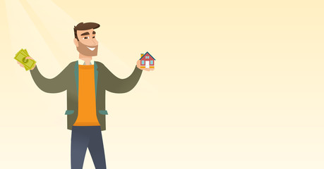 Caucasian man buying house thanks to loan.