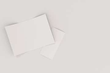 Blank white open three fold brochure mockup on white background