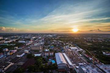 Nakhon Ratchasima city at sunset, Thailand