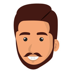 young man head avatar character vector illustration design