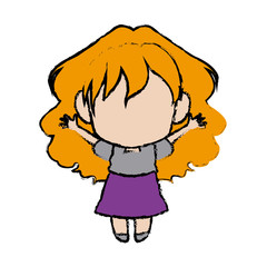 cute anime chibi little girl cartoon style vector illustration